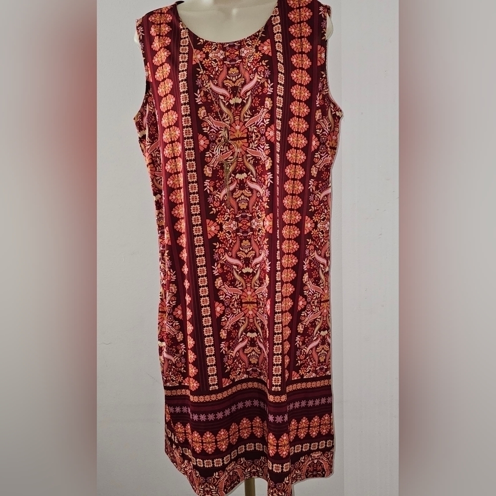 TACERA Large dress with detachable gold-tone necklace - Picture 3 of 6